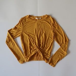 Mustard yellow cropped shirt